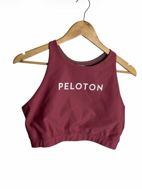 Peloton mauve racer back spell out logo crop top size XL